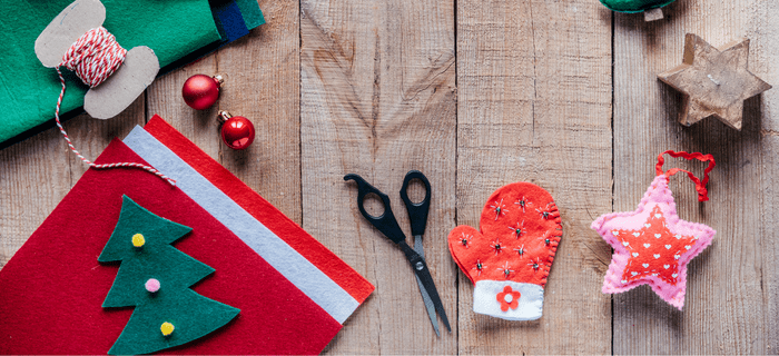Handmade Christmas tree decorations made from felt