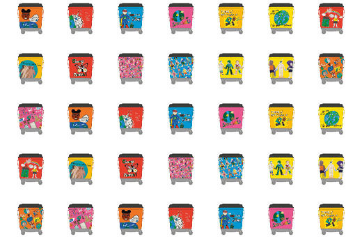 All the colourful bins designed for the Love St Pauls project