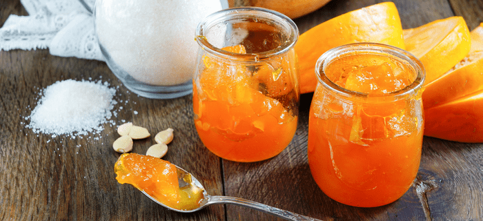 Two jars of pumpkin jam