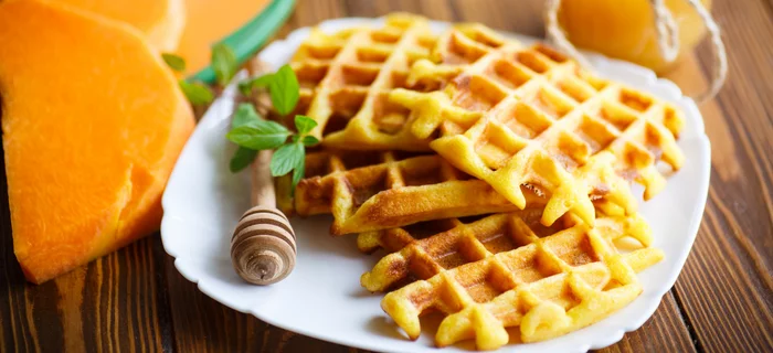 A plate of pumpkin waffles