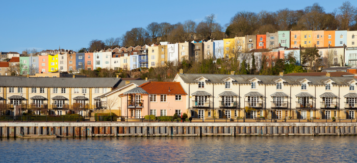 Looking across the water in Bristol towards Hotwells.