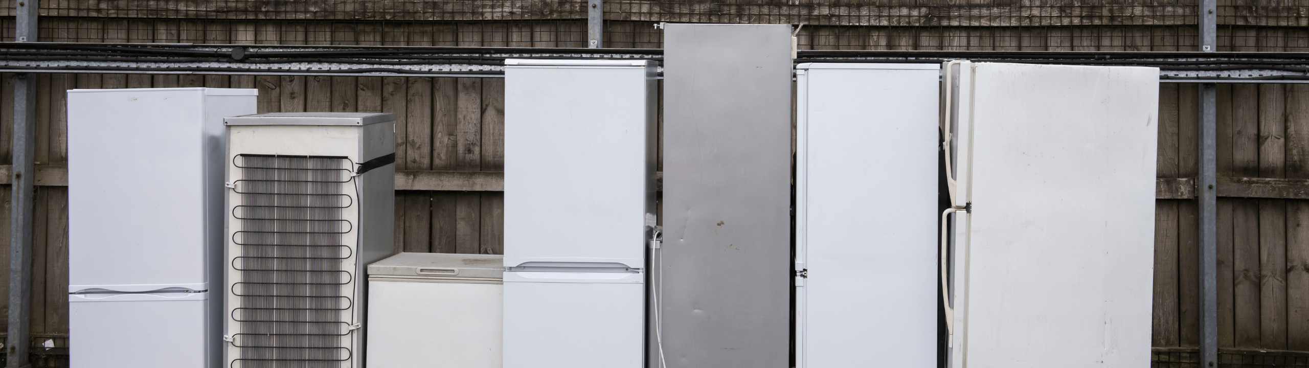 A row of fridges