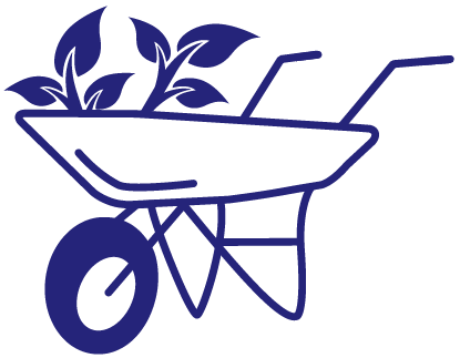 rGarden waste in a wheelbarrow