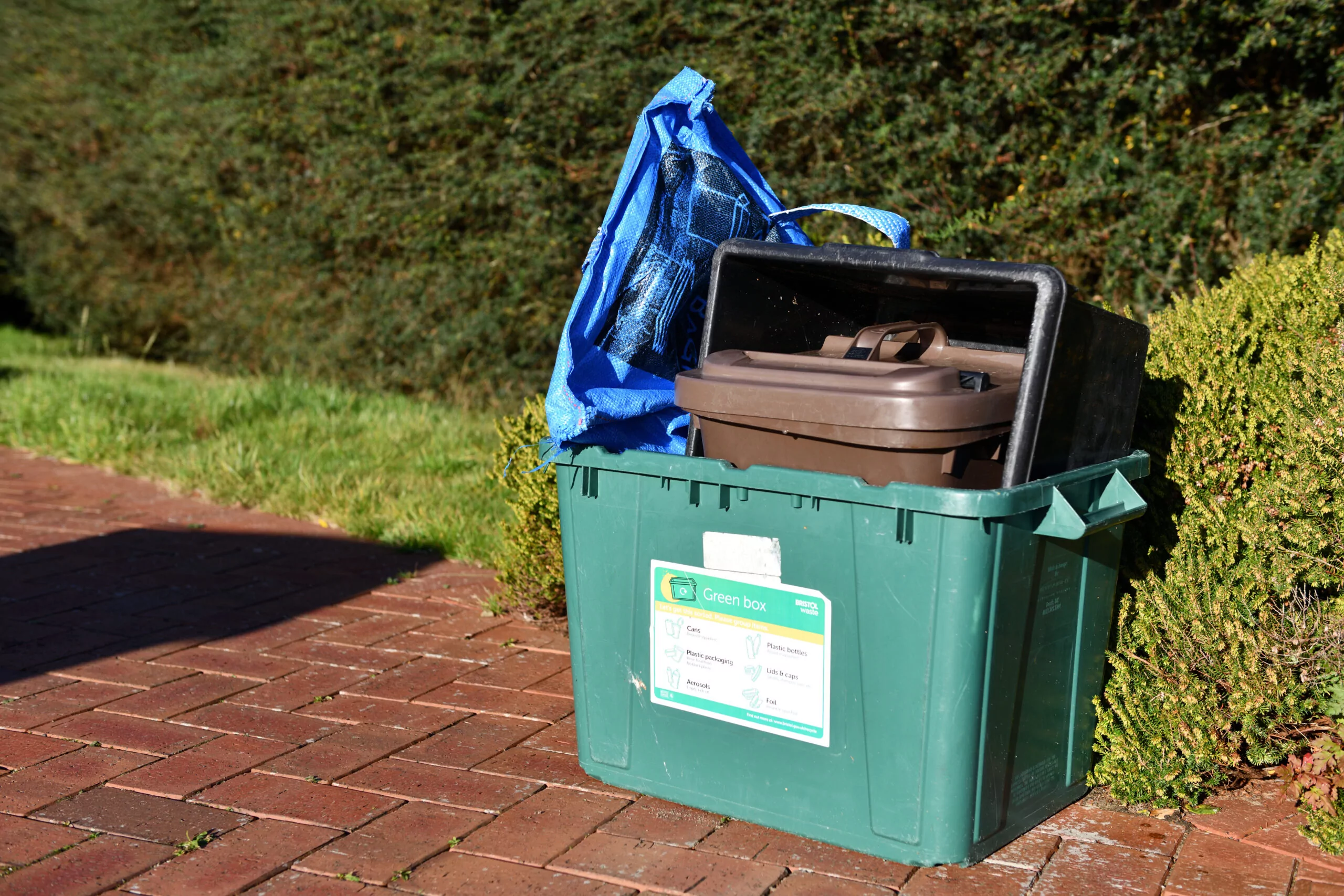Recycling containers, neatly stacked