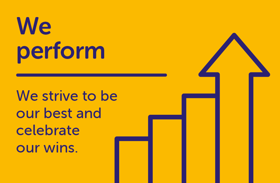 Our 'we perform' value icon showing a graph going upwards.