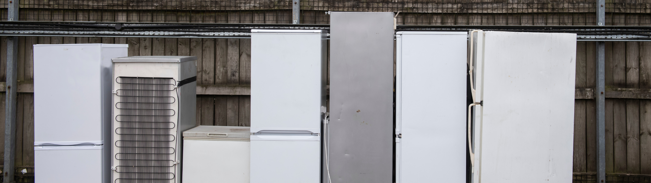 A row of fridges