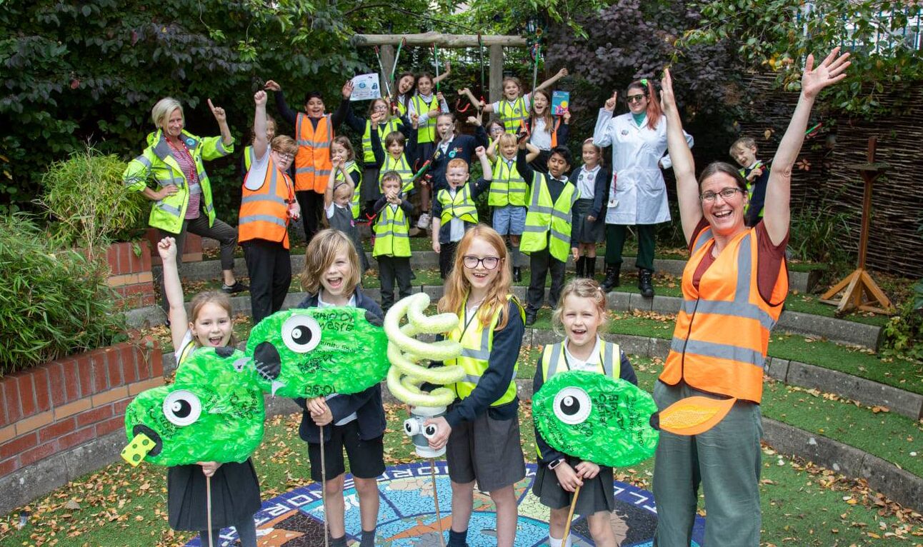 Waste nothing schools challenge group photo at victoria park primary school