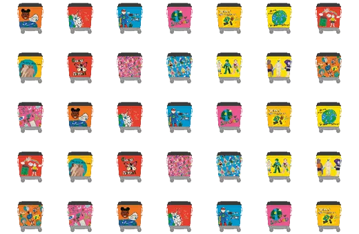 All the colourful bins designed for the Love St Pauls project