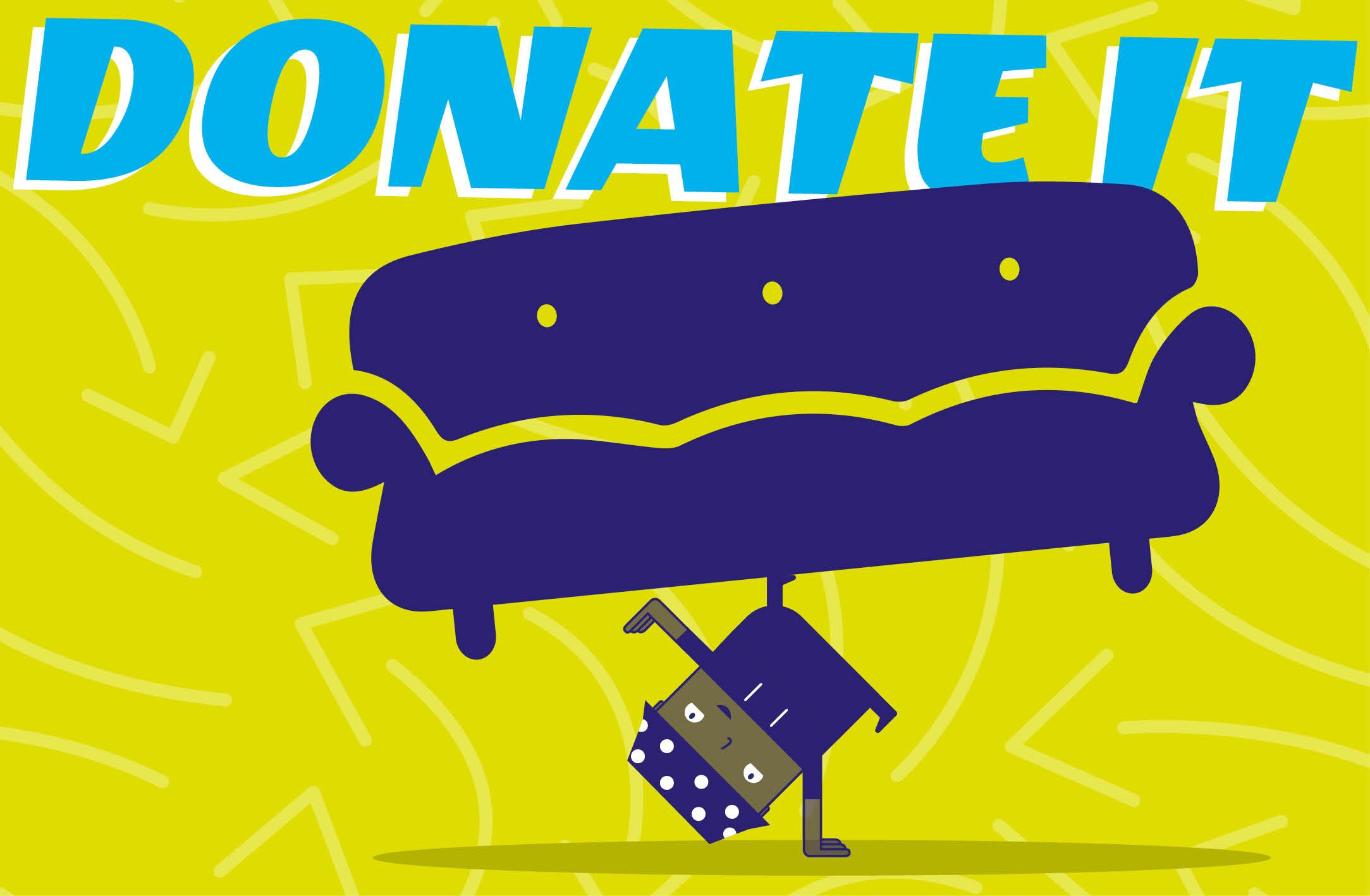 A students on the move illustration of the words 'donate it'