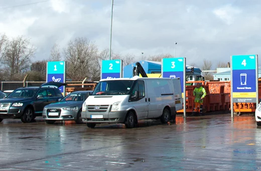 White van in Avonmouth Recycling Centre