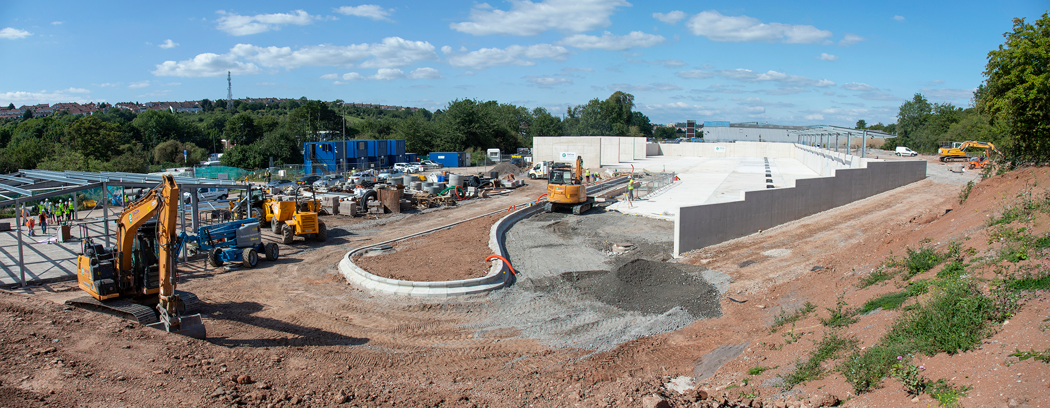 A photo of the partially completed construction of the new recycling centre on Hartcliffe Way, Bristol