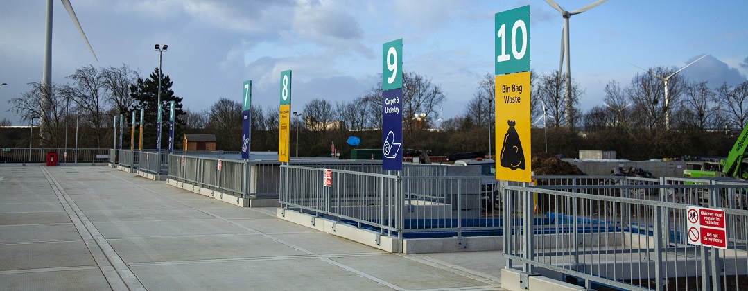 Image of recycling bays at Avonmouth Reuse and Recycling Centre