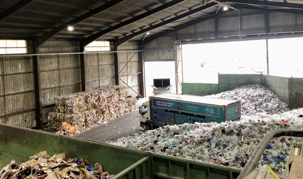 The recycling transfer station with a Bristol Waste truck in the background