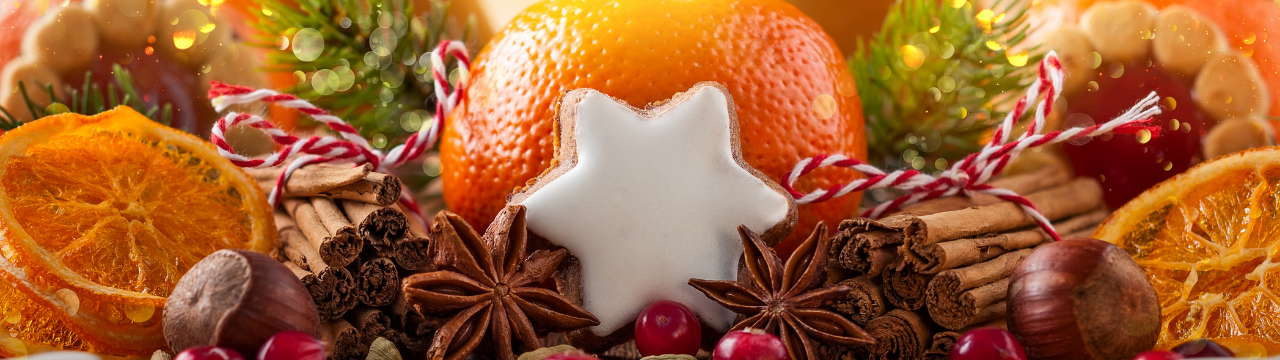 festive food: cookies and oranges