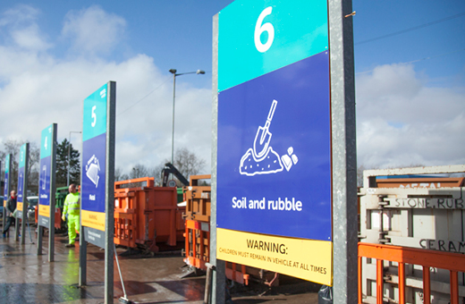 Soil and rubble sign at Avonmouth Reuse and Recycling Centre
