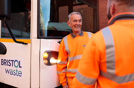 Bristol Waste crew in front of recycling truck