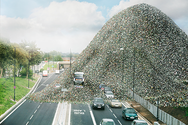 Bristol's litter mountain compared to the M32 motorway.