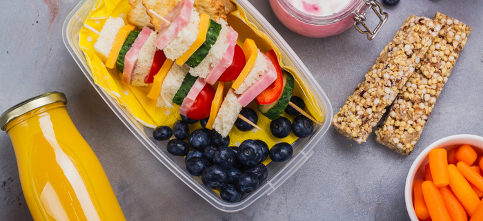 A top-down view of a plastic-free lunchbox