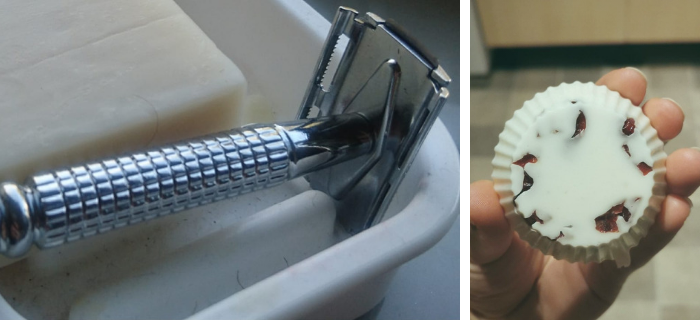 A reusable razor and packing free shampoo bar