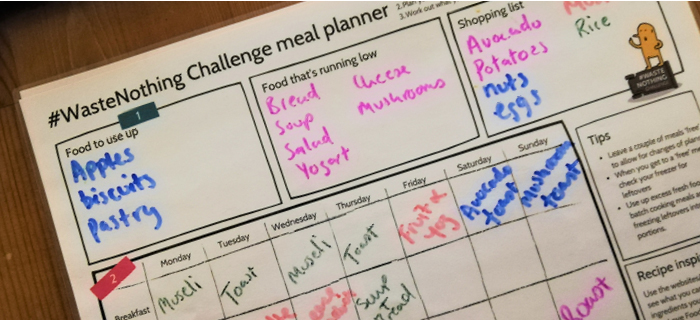 photo of a Waste Nothing Challenge meal and shopping planner