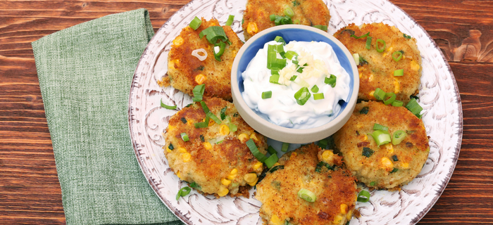 A plate of bubble and squeak (potato and vegetable cakes)