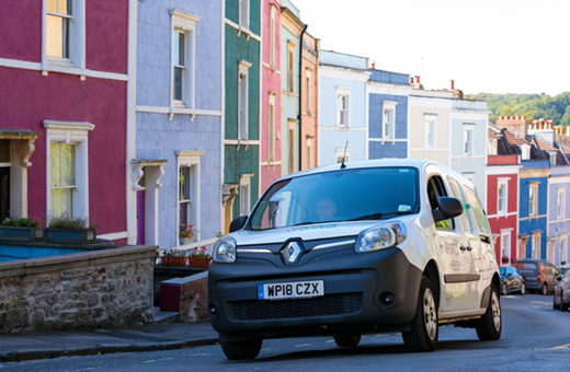 An electric van conducting a Computer delivery for the Digital Inclusion Scheme