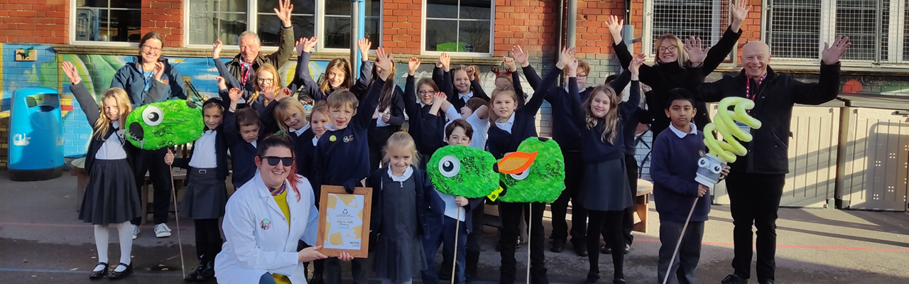 Children celebrating during the waste nothing schools challenge