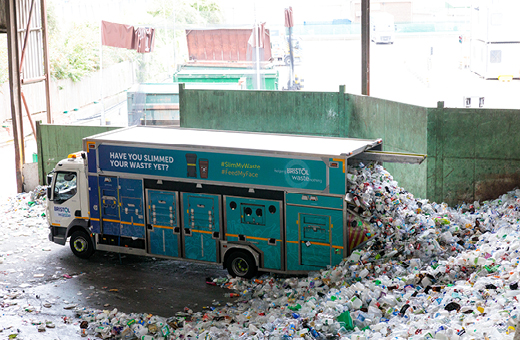 Recycling truck dropping of plastic recycling at Albert Road Transfer Station