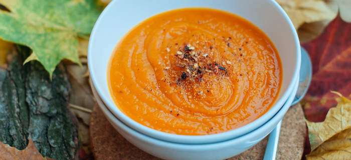 A bowl of pumpkin soup