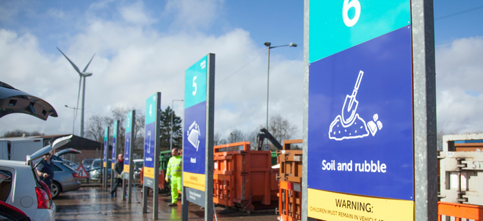 The 'soil and rubble' sign at the recycling centre