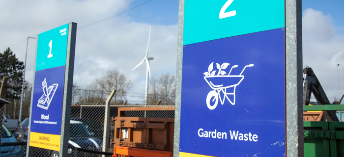 The garden waste sign at the recycling centre